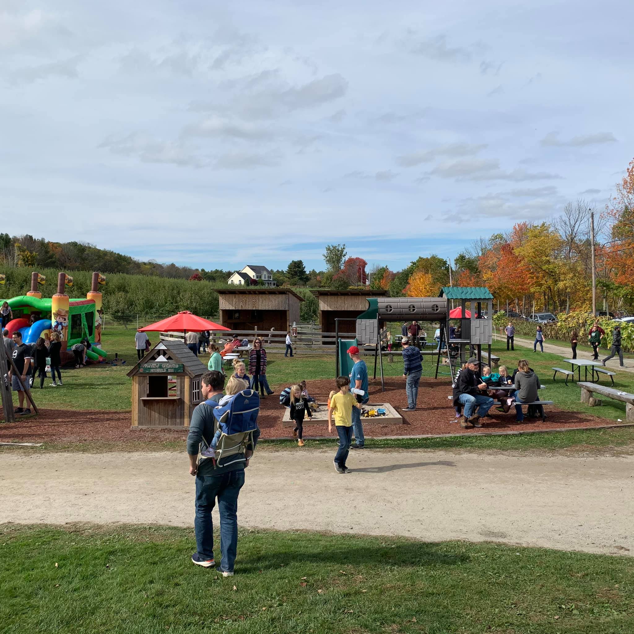 A wider view of Appleview’s playground during a busy gathering